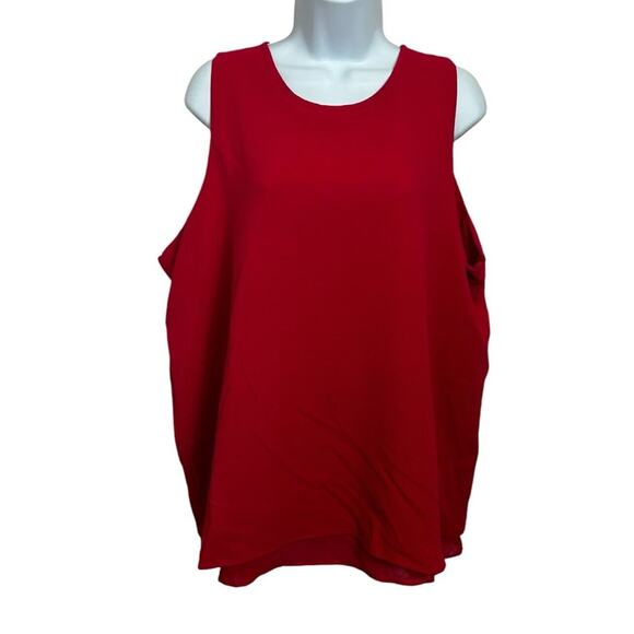 Adrienne Vittadini Red Sleeveless Blouse Sz XL Layered Top Textured Shirt - Picture 7 of 8